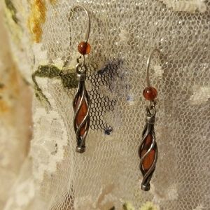 Sterling Silver and Amber French Wire Earrings